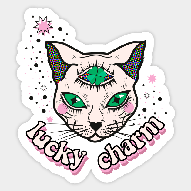 Lucky Charm White Cat Sticker by rachelaranha